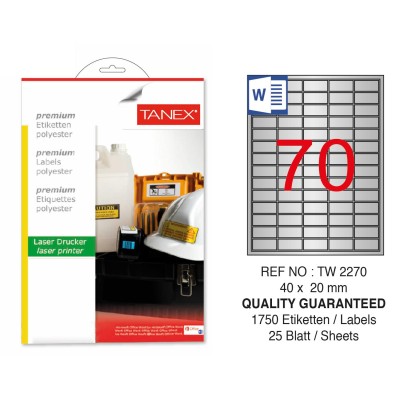 Tanex TW-2270 40x20mm Gümüş Lazer Etiket Tanex TW-2270 40x20mm Gümüş Lazer Etiket