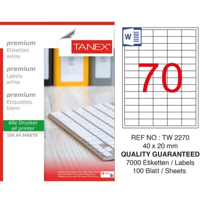 Tanex TW-2270 Laser Etiket 100 Lü Paket Tanex TW-2270 Laser Etiket 100 Lü Paket