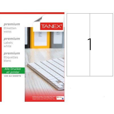 Tanex TW-2297 105x297mm Laser Etiket 100 Lü Tanex TW-2297 105x297mm Laser Etiket 100 Lü