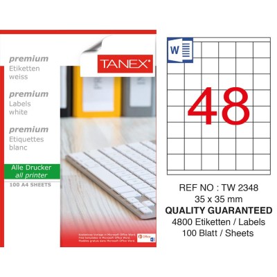 Tanex TW-2348 35mm x 35mm Laser Etiket Tanex TW-2348 35mm x 35mm Laser Etiket