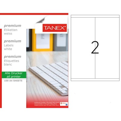 Tanex TW-2380 105x280mm Lazer Etiket 100 Lü Paket Tanex TW-2380 105x280mm Lazer Etiket 100 Lü Paket