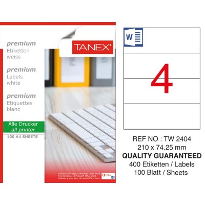 Tanex TW-2404 Laser Etiket 100 Lü Paket Tanex TW-2404 Laser Etiket 100 Lü Paket