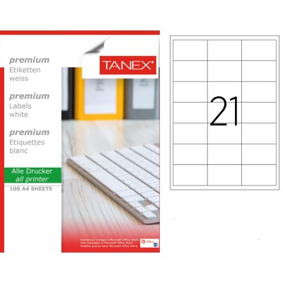 Tanex TW-2421 66.5x41mm Lazer Etiket 100 Lü Tanex TW-2421 66.5x41mm Lazer Etiket 100 Lü