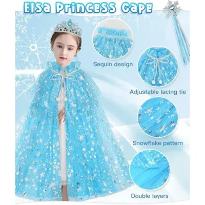 Frozen Elsa Pelerin Taç Asa ve Eldiven Seti 80 cm Frozen Elsa Pelerin Taç Asa ve Eldiven Seti 80 cm