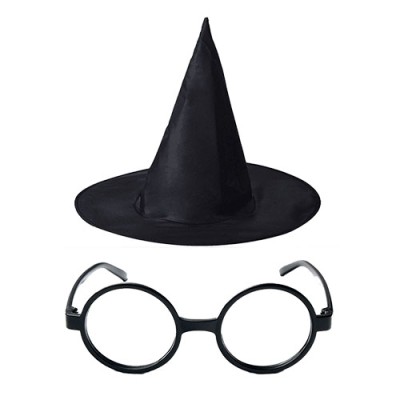 Harry Potter Şapkası ve Gözlüğü Siyah Renk Harry Potter Şapkası ve Gözlüğü Siyah Renk
