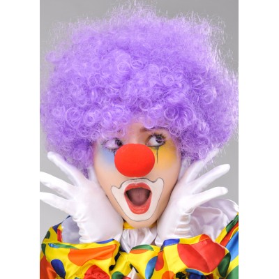 Mor Renk Kıvırcık Bonus Peruk ve Kırmızı Burun Seti Mor Renk Kıvırcık Bonus Peruk ve Kırmızı Burun Seti