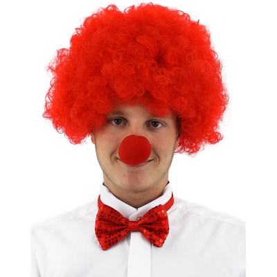Kırmızı Renk Kıvırcık Afro Palyaço Seti Kırmızı Renk Kıvırcık Afro Palyaço Seti