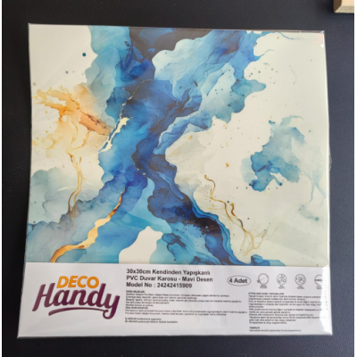 Decohandy 30x30 Cm Pvc Duvar Karosu 4'lü Paket - Mavi Desen Decohandy 30x30 Cm Pvc Duvar Karosu 4'lü Paket - Mavi Desen