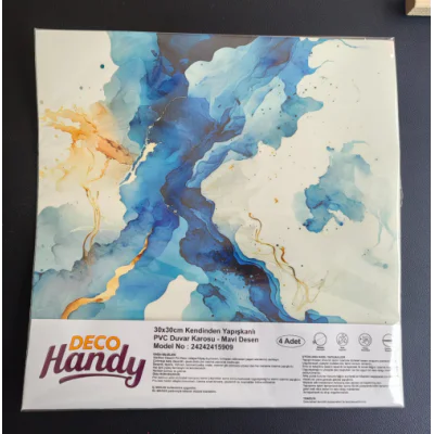 Decohandy 30x30 Cm Pvc Duvar Karosu 4'lü Paket - Mavi Desen Decohandy 30x30 Cm Pvc Duvar Karosu 4'lü Paket - Mavi Desen
