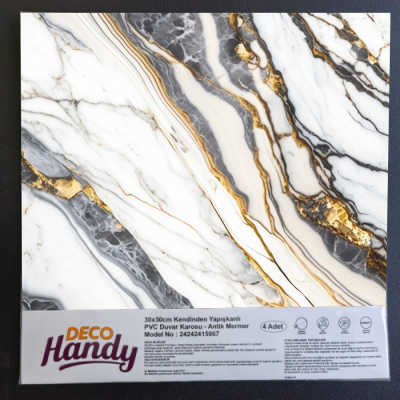DecoHandy Pvc Yapışkanlı Yer Karosu 30x30cm 4'Lü Paket - Beyaz İnci 0,36m2 DecoHandy Pvc Yapışkanlı Yer Karosu 30x30cm 4'Lü Paket - Beyaz İnci 0,36m2