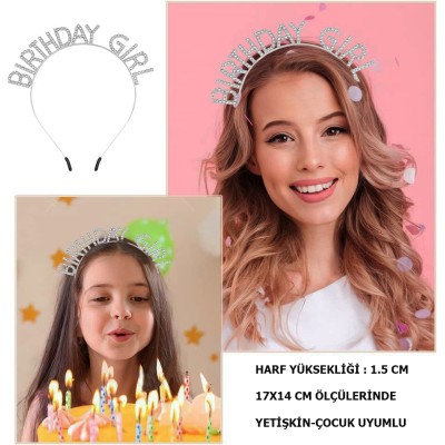 Kristal Taşlı Gümüş Birthday Girl Parti Tacı Kristal Taşlı Gümüş Birthday Girl Parti Tacı