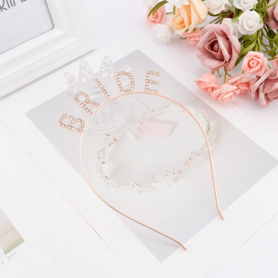 Rose Gold Bekarlığa Veda Kristal Taş Bride Tacı Rose Gold Bekarlığa Veda Kristal Taş Bride Tacı