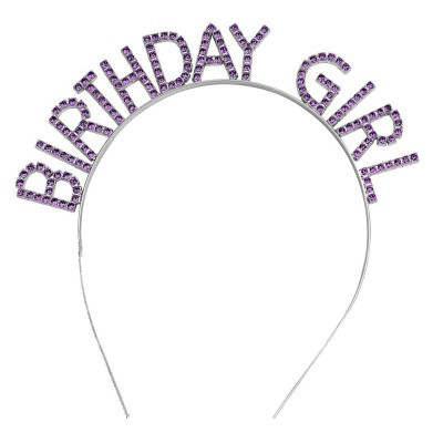 Mor Renk Kristal Taşlı Parlak Birthday Girl Yazılı Taç Mor Renk Kristal Taşlı Parlak Birthday Girl Yazılı Taç