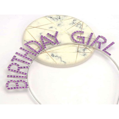 Mor Renk Kristal Taşlı Parlak Birthday Girl Yazılı Taç Mor Renk Kristal Taşlı Parlak Birthday Girl Yazılı Taç