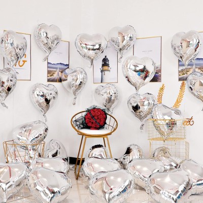 Gümüş Kalp Şekilli Uçan Balon Folyo 10 Adet Gümüş Kalp Şekilli Uçan Balon Folyo 10 Adet