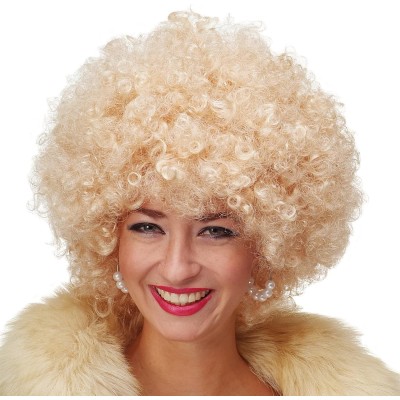 Altın Renk Kıvırcık Afro Parti Peruğu Altın Renk Kıvırcık Afro Parti Peruğu