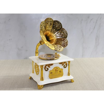 Gramofon Müzik Kutusu Beyaz Gramofon Müzik Kutusu Beyaz