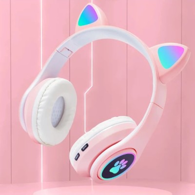 Kedi Figürlü Bluetooth Kulaklık Pembe Renkli Kedi Figürlü Bluetooth Kulaklık Pembe Renkli