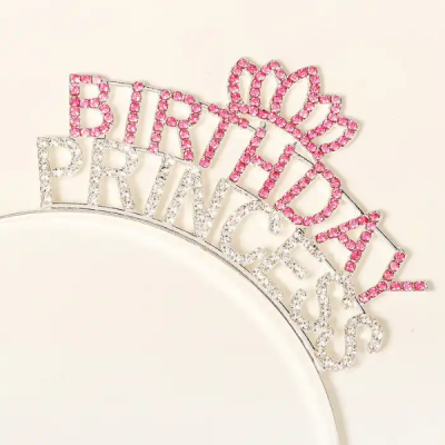 Kristal Taşlı Birthday Princess Yazılı Parti Tacı Pembe Renk Kristal Taşlı Birthday Princess Yazılı Parti Tacı Pembe Renk