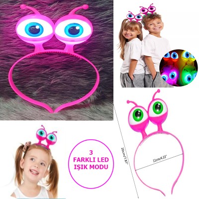 Led Işıklı & Pilli Uzaylı Göz Parti Tacı Pembe Renk Led Işıklı & Pilli Uzaylı Göz Parti Tacı Pembe Renk