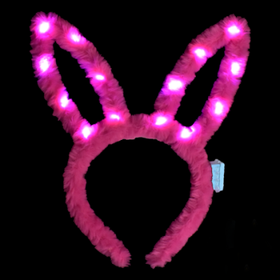 Led Işıklı Peluş Tavşan Kulak Taç Şeker Pembesi Led Işıklı Peluş Tavşan Kulak Taç Şeker Pembesi