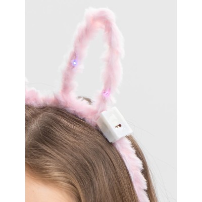 Led Işıklı Peluş Tavşan Kulak Taç Pembe Led Işıklı Peluş Tavşan Kulak Taç Pembe