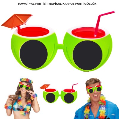 Karpuz Şekilli Tropikal Hawaii Gözlüğü Karpuz Şekilli Tropikal Hawaii Gözlüğü