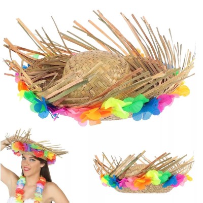 Natural Renkli Püsküllü Örme Hasır Hawaii Şapka Natural Renkli Püsküllü Örme Hasır Hawaii Şapka