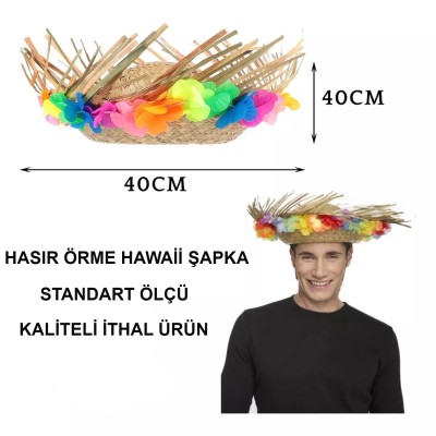 Natural Renkli Püsküllü Örme Hasır Hawaii Şapka Natural Renkli Püsküllü Örme Hasır Hawaii Şapka