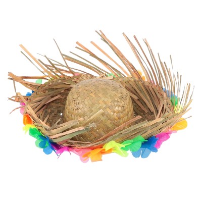 Natural Renkli Püsküllü Örme Hasır Hawaii Şapka Natural Renkli Püsküllü Örme Hasır Hawaii Şapka