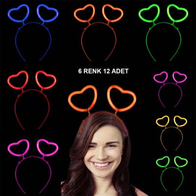 Glow Stick Karanlıkta Yanan Fosforlu Kalp Taç 12 Adet Glow Stick Karanlıkta Yanan Fosforlu Kalp Taç 12 Adet