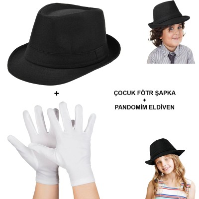 Çocuk Sahne Performans Seti – Gösteri Fötr Şapka ve Eldiven Çocuk Sahne Performans Seti – Gösteri Fötr Şapka ve Eldiven