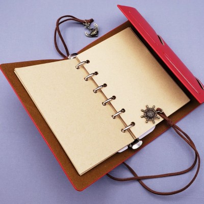 Küçük Boy Pusula Baskılı Deri Defter Küçük Boy Pusula Baskılı Deri Defter