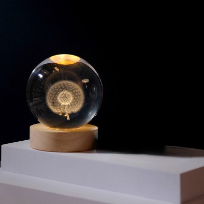 Karahindiba Tasarımlı Işıklı Cam Küre Karahindiba Tasarımlı Işıklı Cam Küre