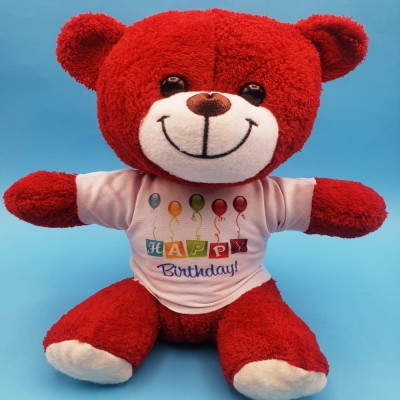 Happy Birthday Tişörtlü Peluş Kırmızı Ayıcık Happy Birthday Tişörtlü Peluş Kırmızı Ayıcık