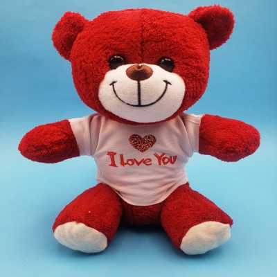 Kırmızı I Love You Tişörtlü Peluş Ayıcık Kırmızı I Love You Tişörtlü Peluş Ayıcık