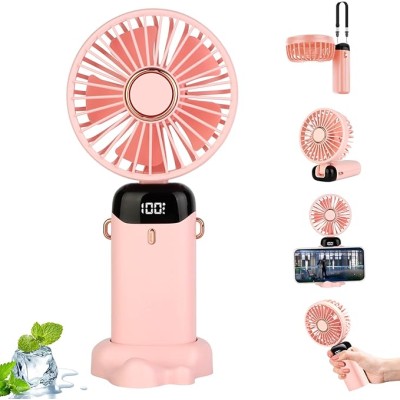 USB Şarjlı Taşınabilir Katlanabilir El Fanı Pembe Renk USB Şarjlı Taşınabilir Katlanabilir El Fanı Pembe Renk