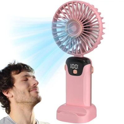 USB Şarjlı Taşınabilir Katlanabilir El Fanı Pembe Renk USB Şarjlı Taşınabilir Katlanabilir El Fanı Pembe Renk