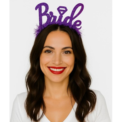 Mor Renk Bekarlığa Veda İtalik Yazı Alyanslı Bride Taç Mor Renk Bekarlığa Veda İtalik Yazı Alyanslı Bride Taç