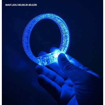 Mavi Led Işıklı Baskı Yapılabilen Pilli Bileklik Bilezik 1,5 cm Genişlik Mavi Led Işıklı Baskı Yapılabilen Pilli Bileklik Bilezik 1,5 cm Genişlik