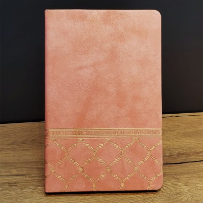 Somon Rengi Desenli Deri Defter Somon Rengi Desenli Deri Defter