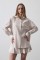 Çizgili Oversize Gömlek - Bej Çizgili Oversize Gömlek - Bej
