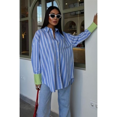 Kolu Manşet Detay Çizgili Oversize Gömlek 3405 Kolu Manşet Detay Çizgili Oversize Gömlek 3405