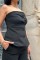 Siyah Straplez Düğmeli Crop Ve Pantolon Takım Siyah Straplez Düğmeli Crop Ve Pantolon Takım