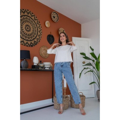 Beyaz Püskül Detaylı Bluz Beyaz Püskül Detaylı Bluz