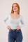 Geniş Yaka Bebe Mavisi Basic Body Bluz Geniş Yaka Bebe Mavisi Basic Body Bluz