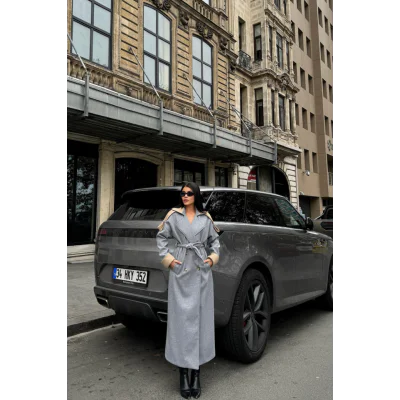 KABAN YAKA VE MANŞET BEJ RENKLİ - Gri KABAN YAKA VE MANŞET BEJ RENKLİ - Gri