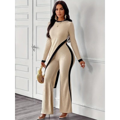 Kadın Uzun Kollu Bisiklet Yaka Asimetrik Kesim Bluz şardonlu Kaşkorse Bluz Ve Pantolon Ikili Takım Kadın Uzun Kollu Bisiklet Yaka Asimetrik Kesim Bluz şardonlu Kaşkorse Bluz Ve Pantolon Ikili Takım