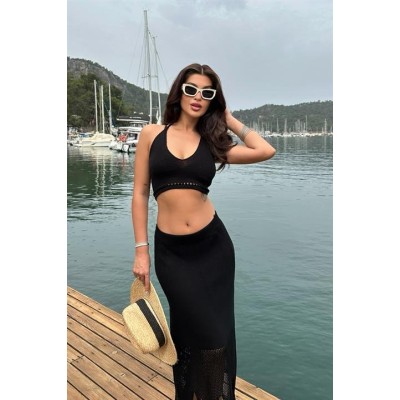 Luna Boyundan Bağlamalı Crop Takım 9868 Luna Boyundan Bağlamalı Crop Takım 9868