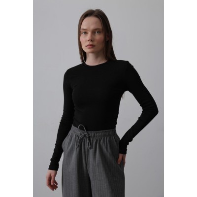 Uzun Kol Crop Top - Siyah Uzun Kol Crop Top - Siyah
